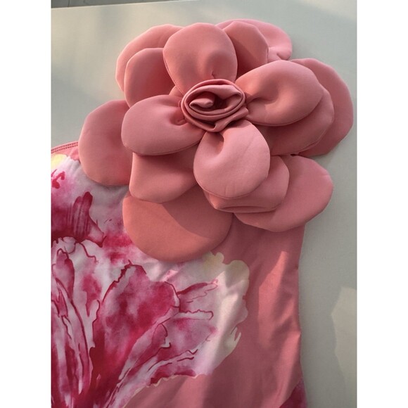 Women’s One-Piece 3D Flower Swimsuit With Matching Wrap/Skirt peach pink Large - Picture 10 of 16